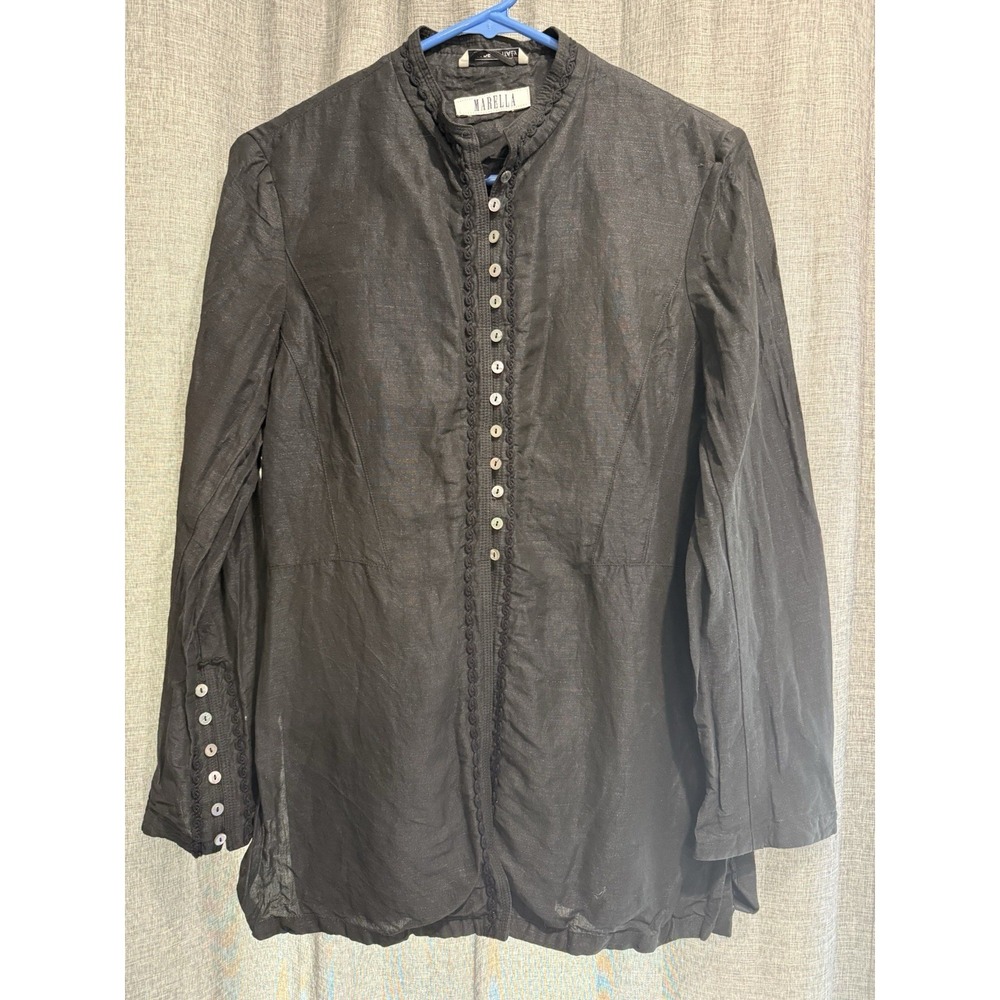 Marella Rare Tunic/blouse/lightweight shirt jacket 3/4 button Black Rare Italy